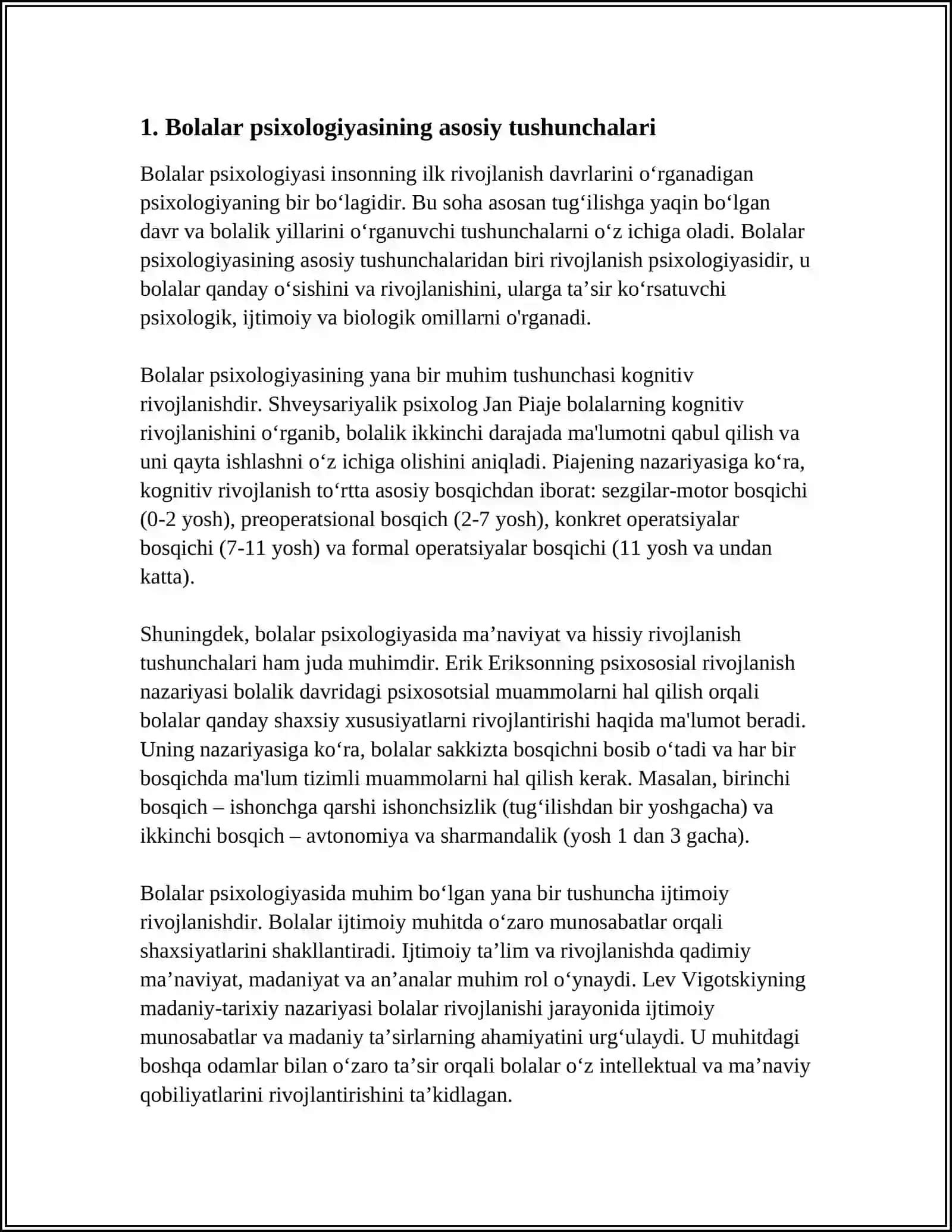 BOLALAR PSIXOLOGIYASI FANINING PREDMETI, MAQSADI VA VAZIFALARI 3