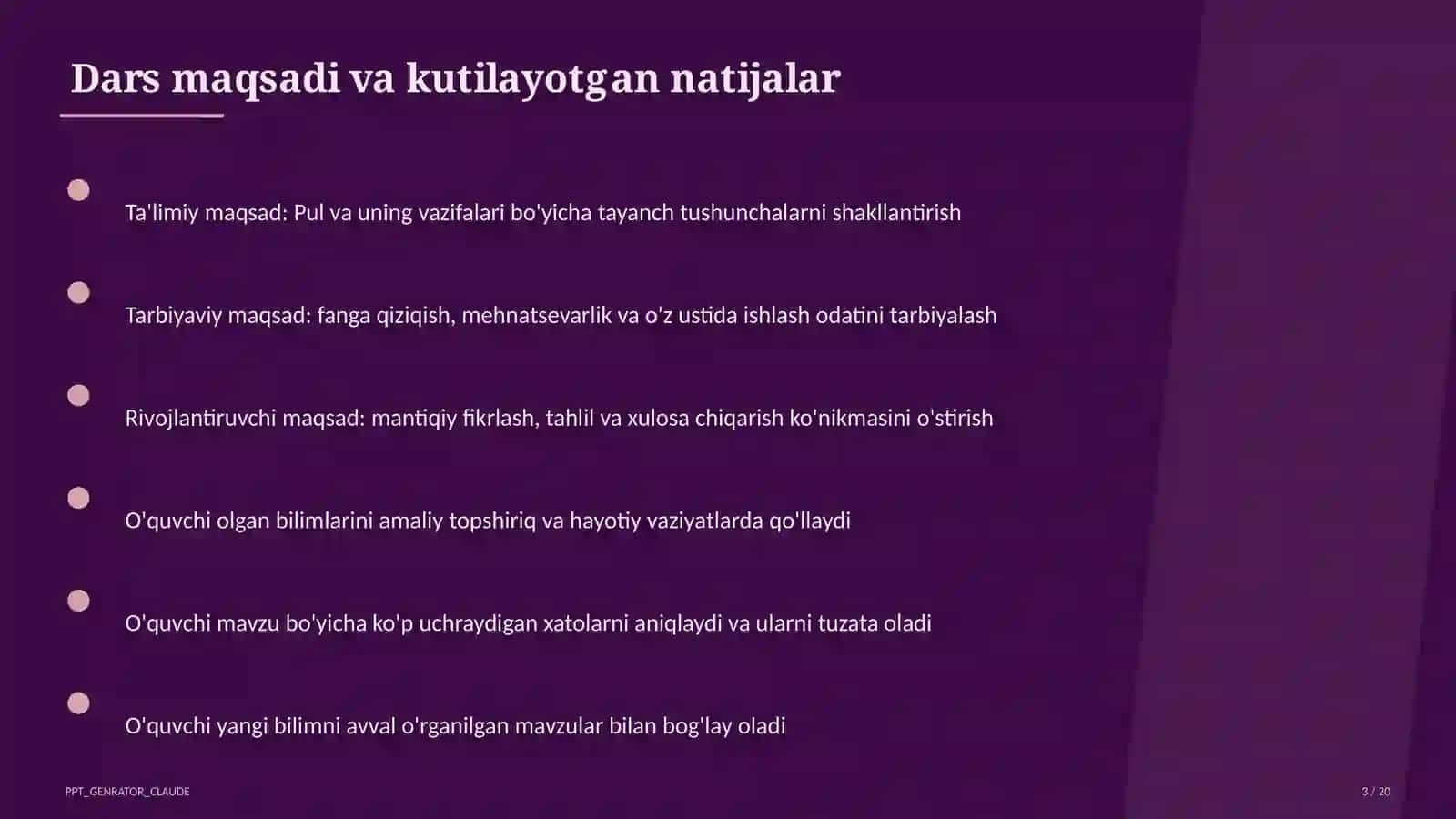 Pul va uning vazifalari (9-sinf) 3