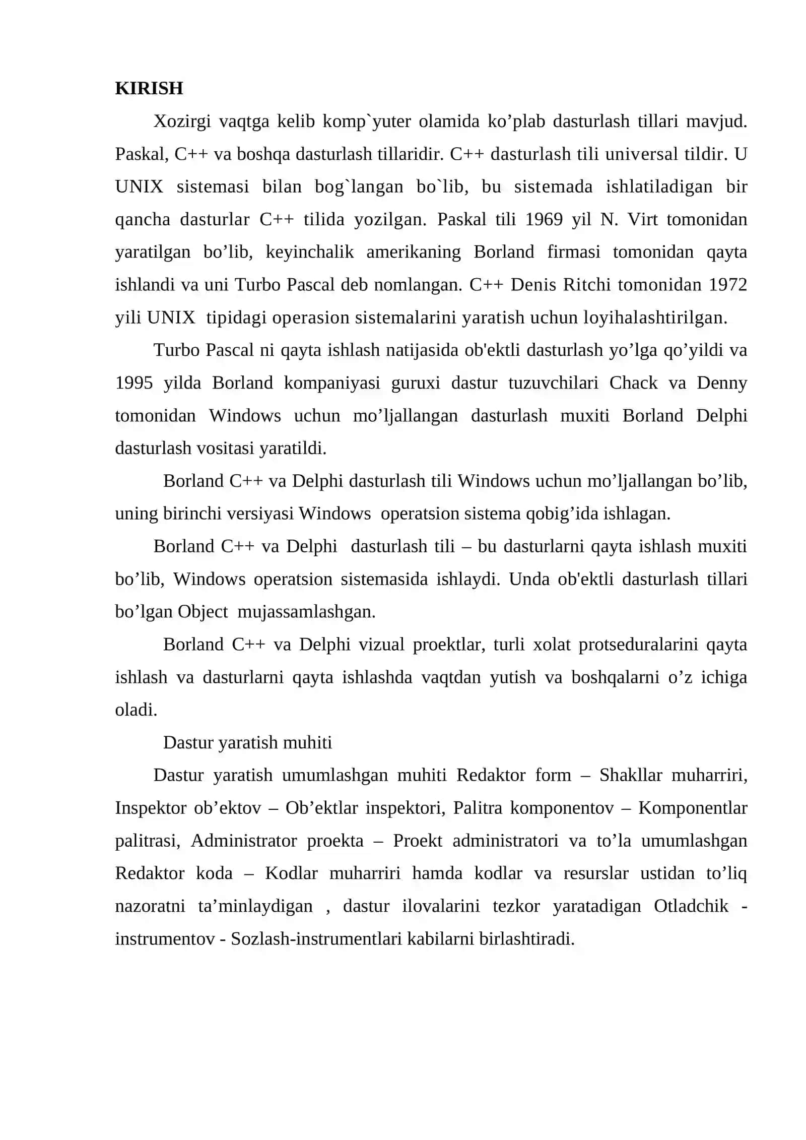 С ++ BUILDER BILAN DASTLABKI TANISHUV 3