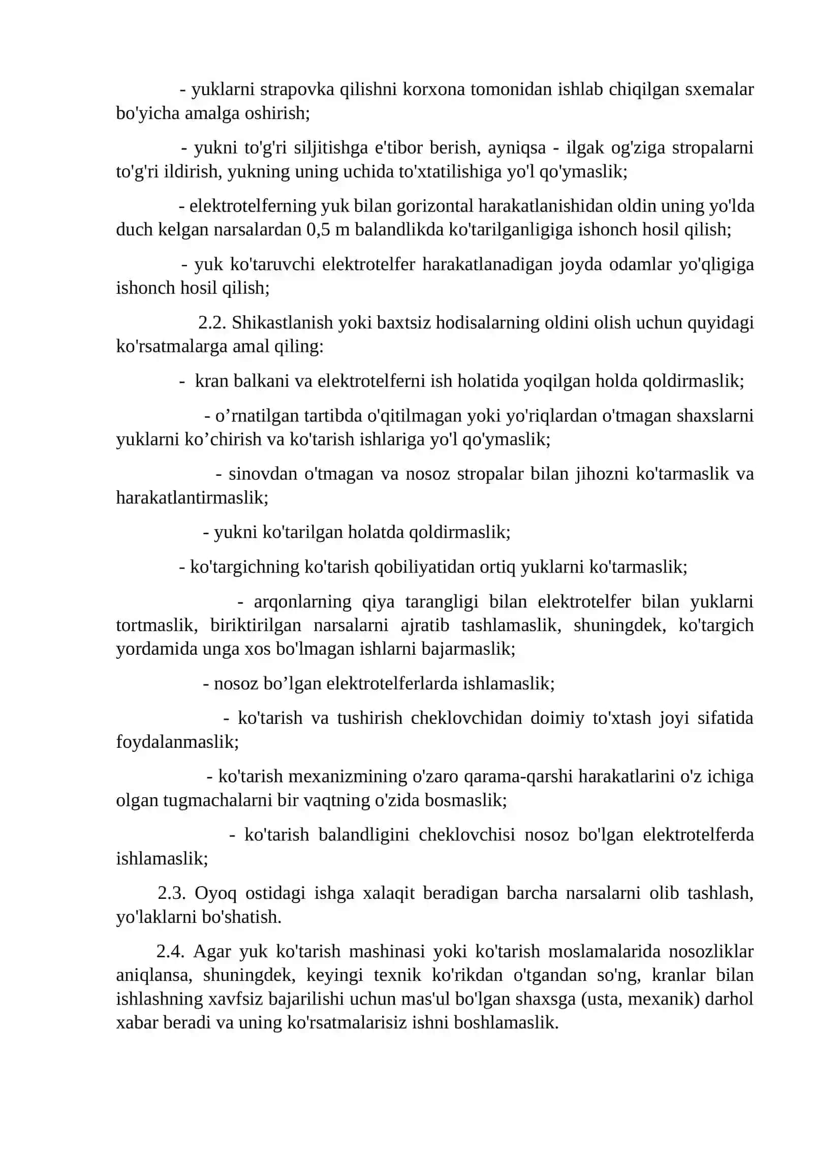 Fabrikalarda kranlar xizmati uskunalarda xavfsizlik qoidalari 3