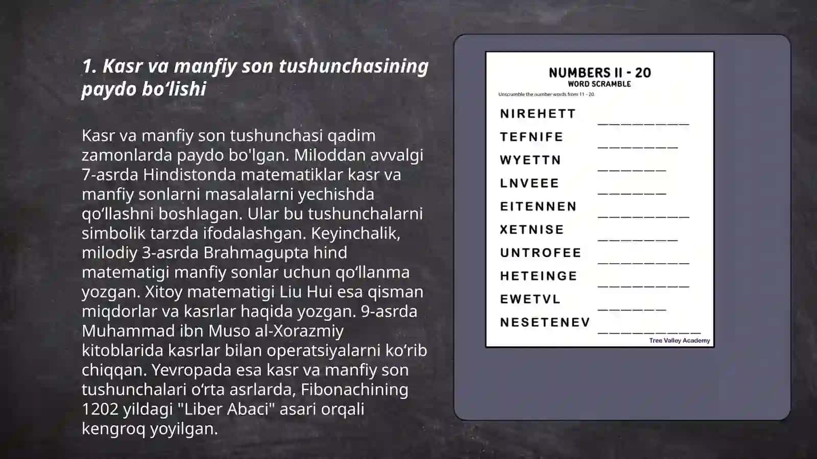 Kasr va manfiy sonlar 3