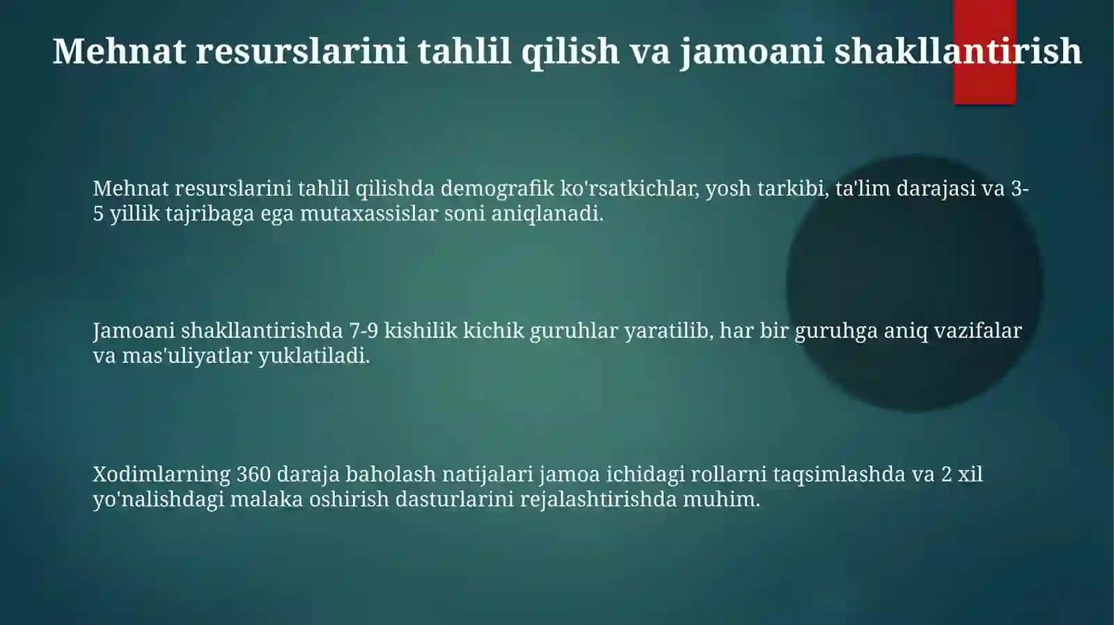 Mehnat jamoalarini rejalashtirish va boshqarish 3