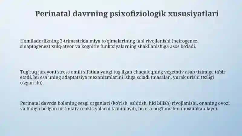 Perinatal va chaqaloqlik davrida psixofiziologik rivojlanishga xos xususiyatlari 3