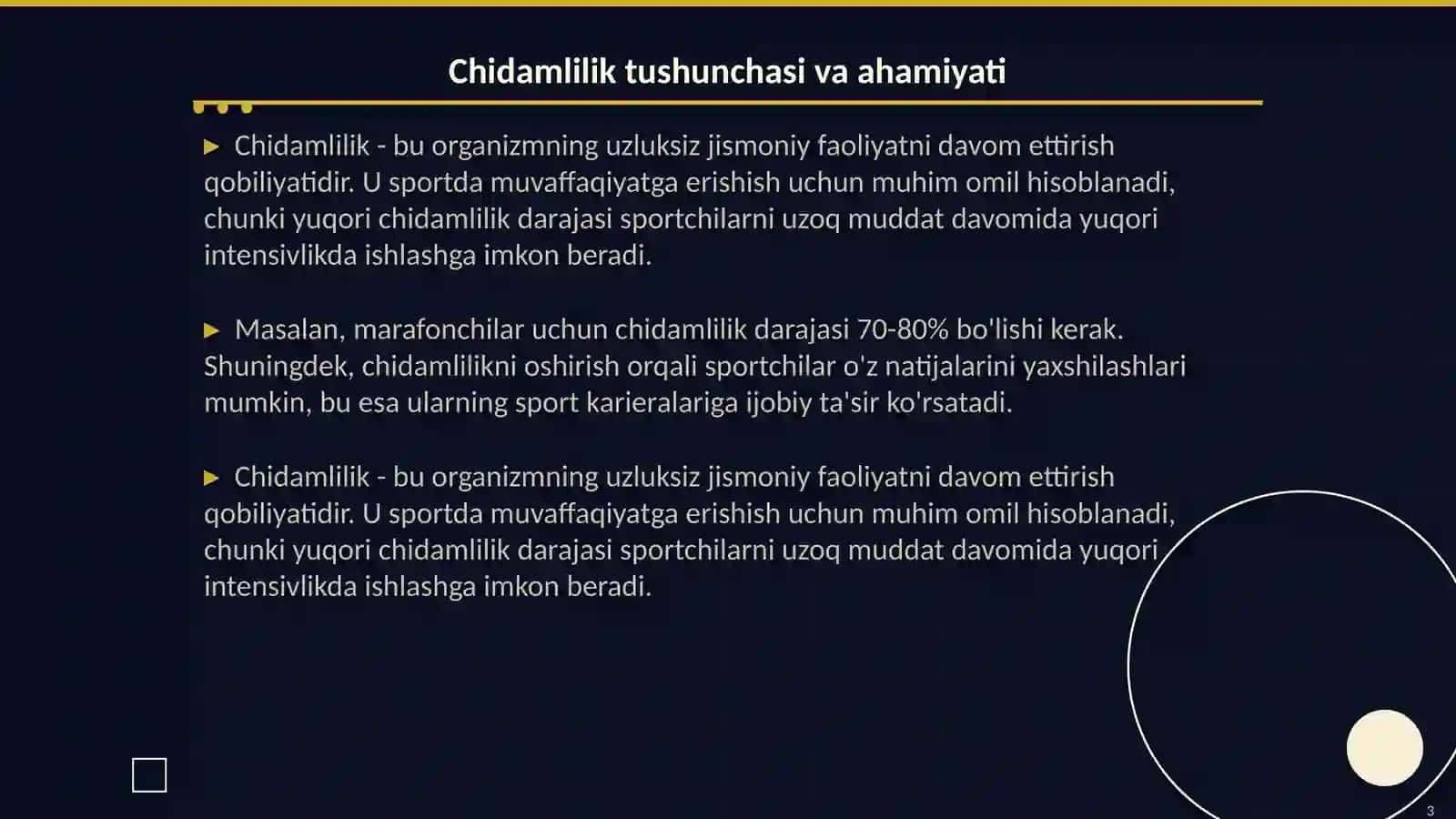 Chidamlilikni boshqa jismoniy sifatlar bilan birga rivojlantirish 3