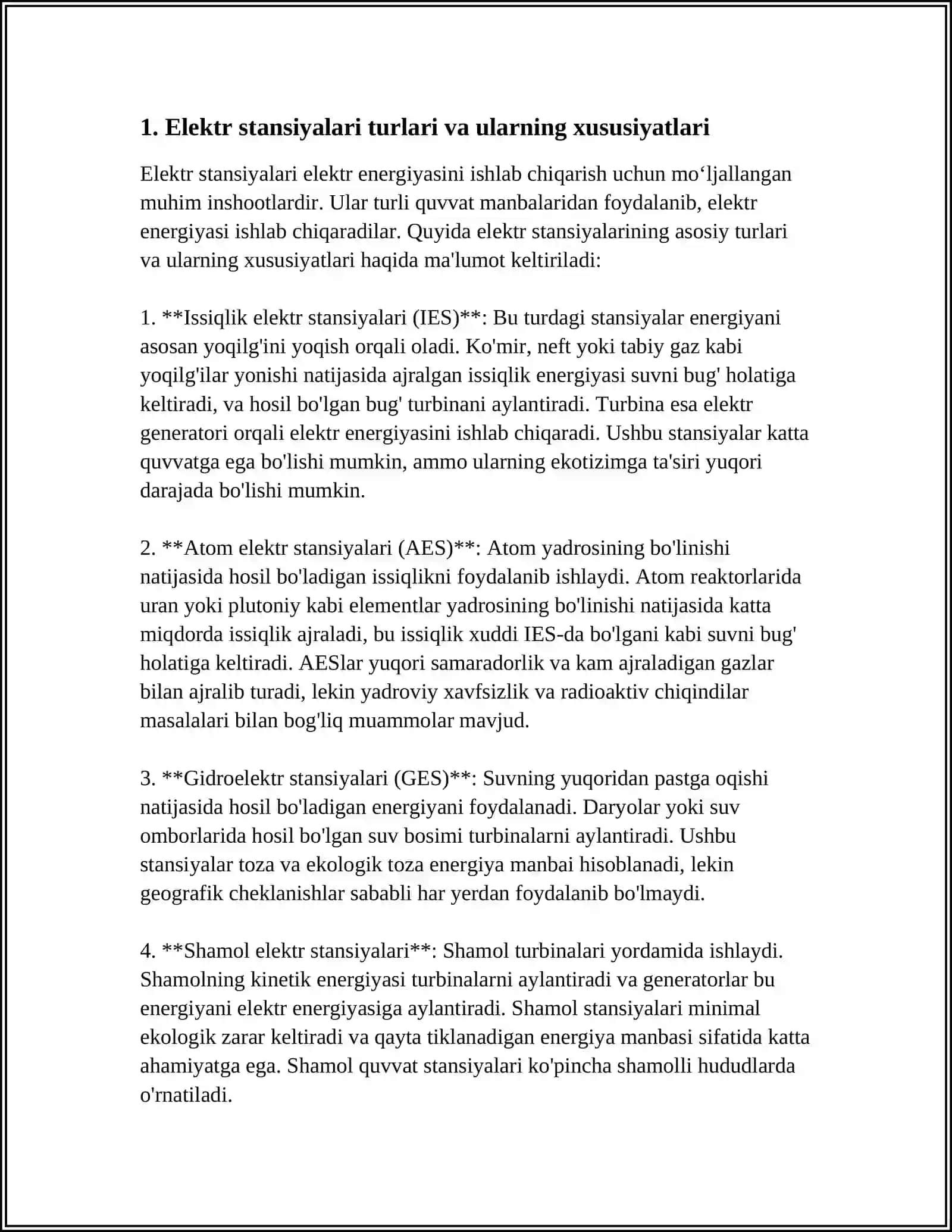 ELEKTR STANSIYALARI QURISH NAZARIYASI NIMA 3