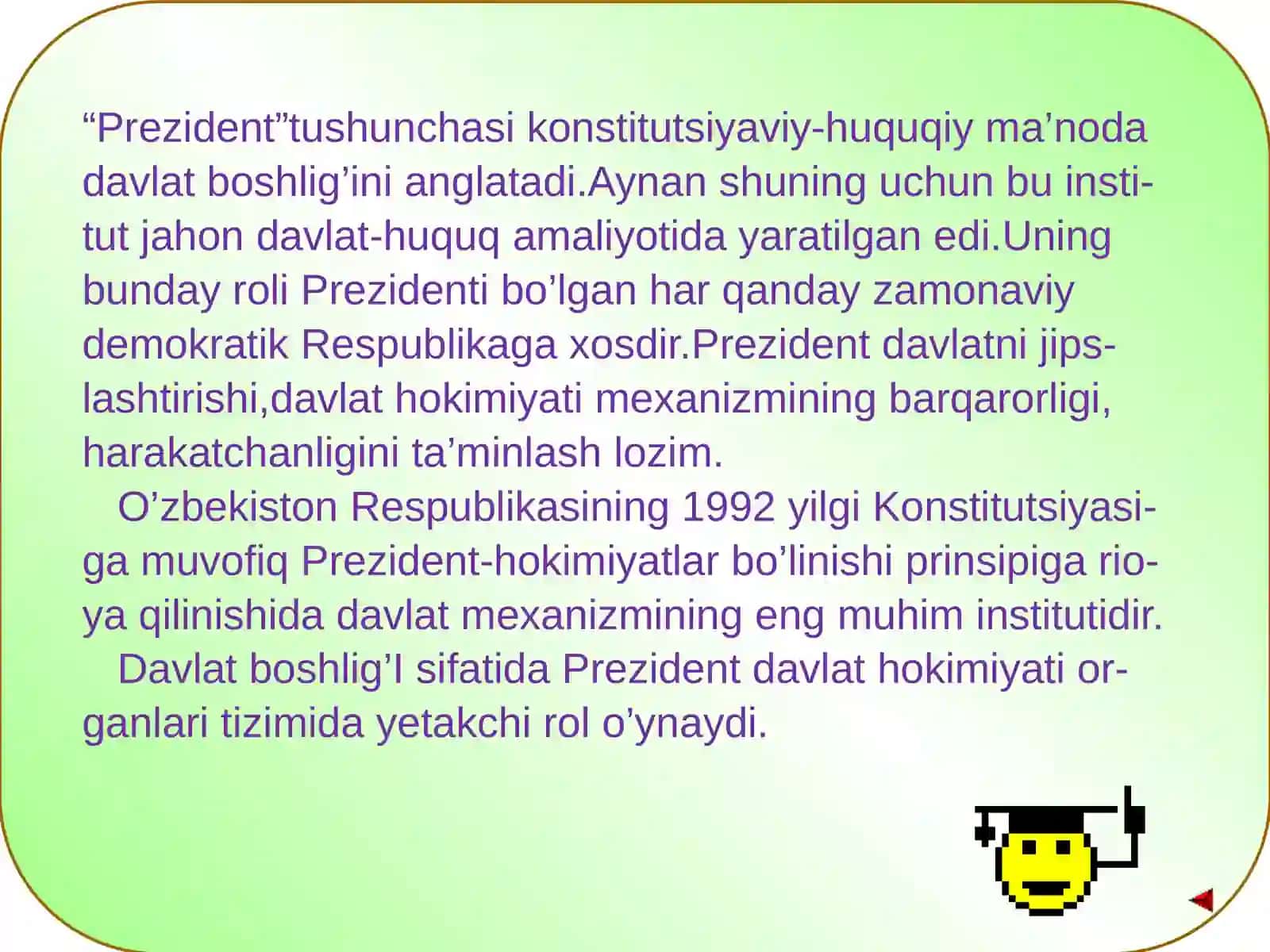 O’zbekiston Respublikasida Prezidentlik institutining  joriy etilishi 3