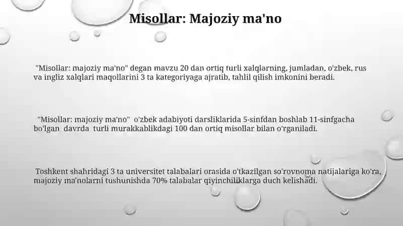 Misollar: majoziy ma'no 3