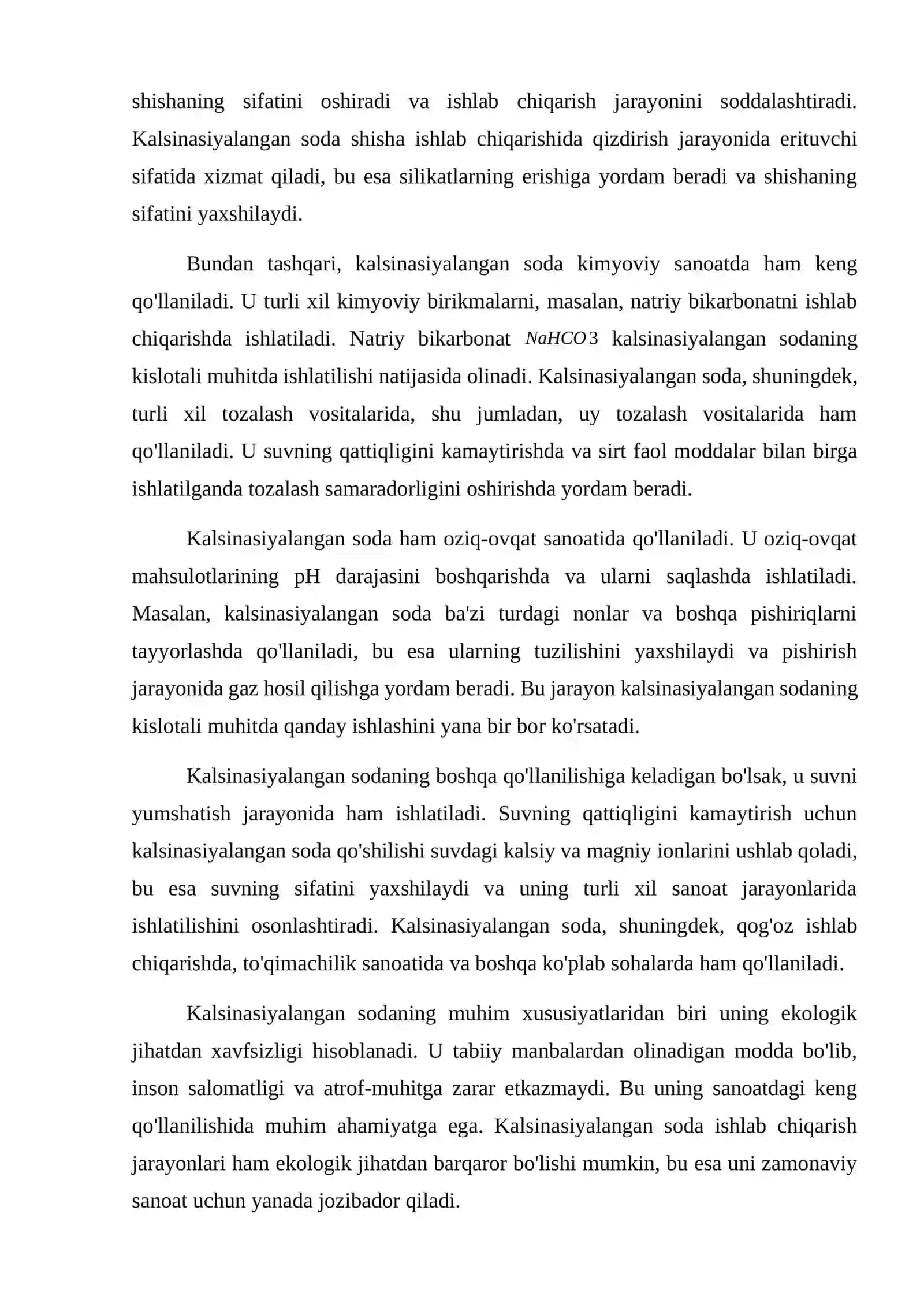 Kalsinasiyalangan soda olish uchun sintez qilish reaksiyasi. 3