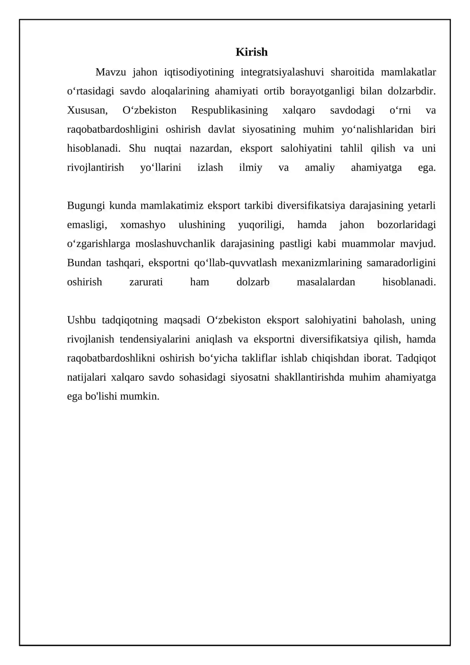 Eksport salohiyatini tahlil qilish va uni rivojlantirish yo'ullarini izlash 3