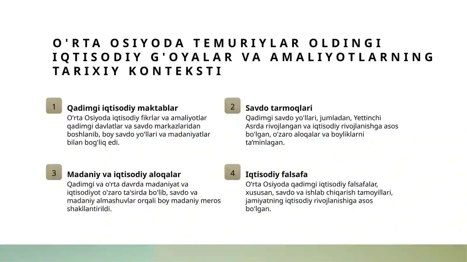 O'rta Osiyodagi temuriylar davrigacha va temuriylar davridagi iqtisodiy g'oyalar 3