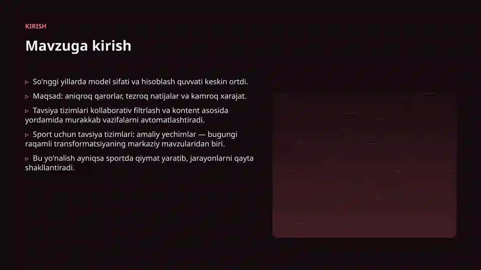 Sport uchun tavsiya tizimlari: amaliy yechimlar 3