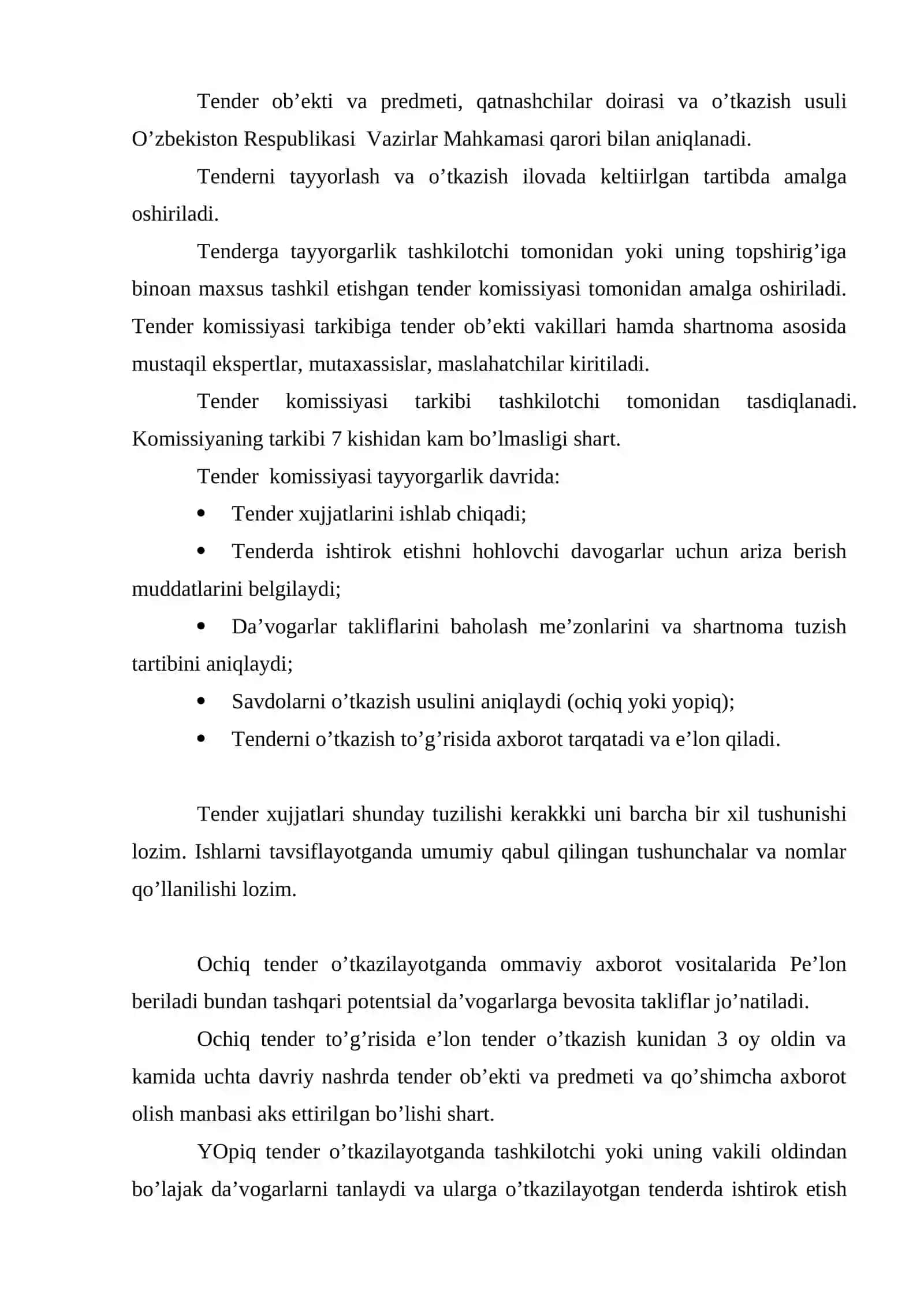 Kоrxоnani (оb’еkt) tеndеr savоlari оrqali xususiylashtirish 3
