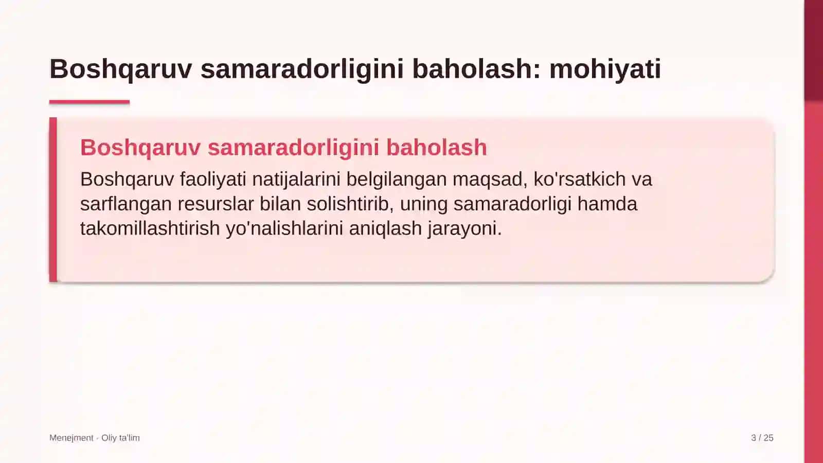 Ko'ngilochar markazlarda boshqaruv samaradorligini baholash 3