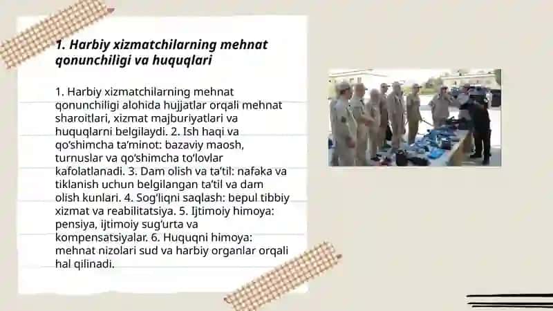 Harbiy xizmatchilarning Mehnat Sharoitlari 3