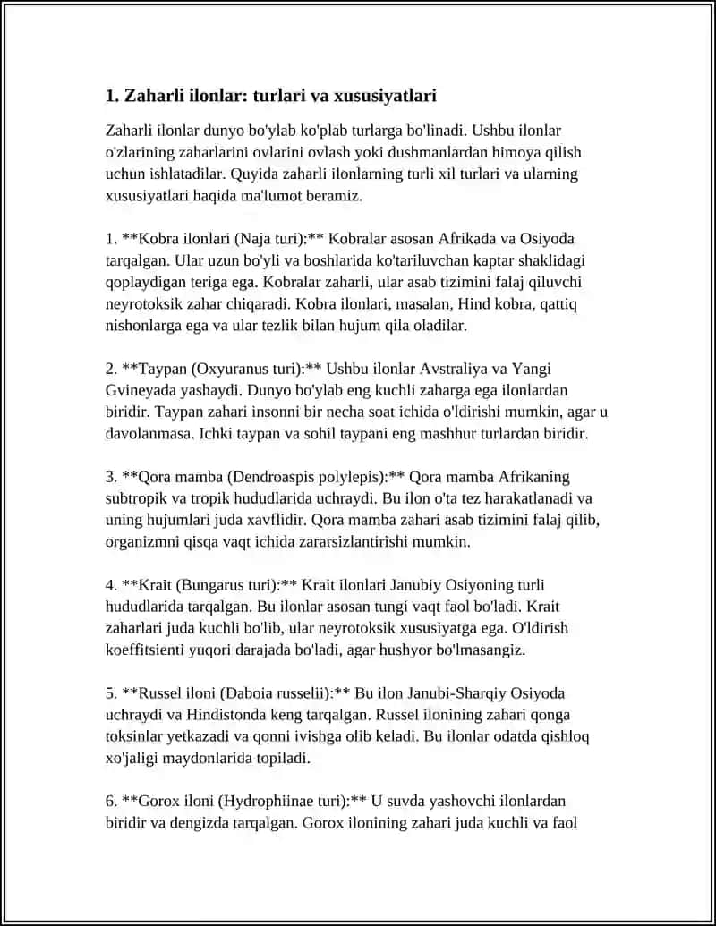 TIBBIY ARAXNEONTOMOLOGIYA. ZAHARLI HAYVONLAR 3