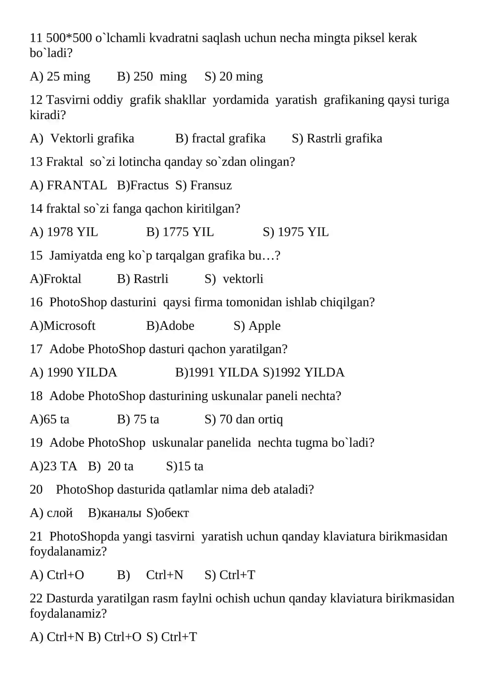 INFORMATIKA FANIDAN nazorat ishlari daftari 3