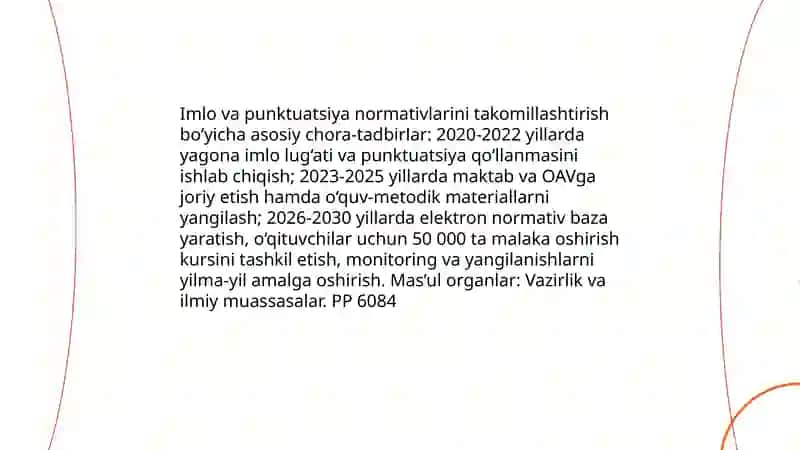 Oʻzbek Tilini Yanada Rivojlantirish va Til Siyosatini Takomillashtirish Konsepsiyasi PP 6084 son Farmoniga Birinchi Ilova 3