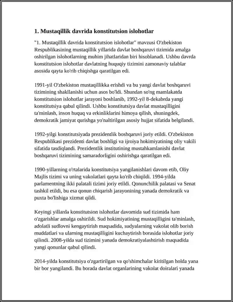 MUSTAQILLIK YILLARIDA DAVLAT BOSHQARUVI TIZIMIDA AMALGA OSHIRILGAN ISLOHATLAR 3