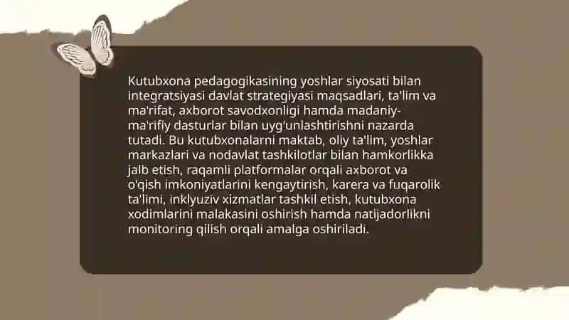 Kutibhona pedagogikasi: yoshlarga oid davlat siyosati bilan boĝliqligi òziga hos hususiyatlari 3