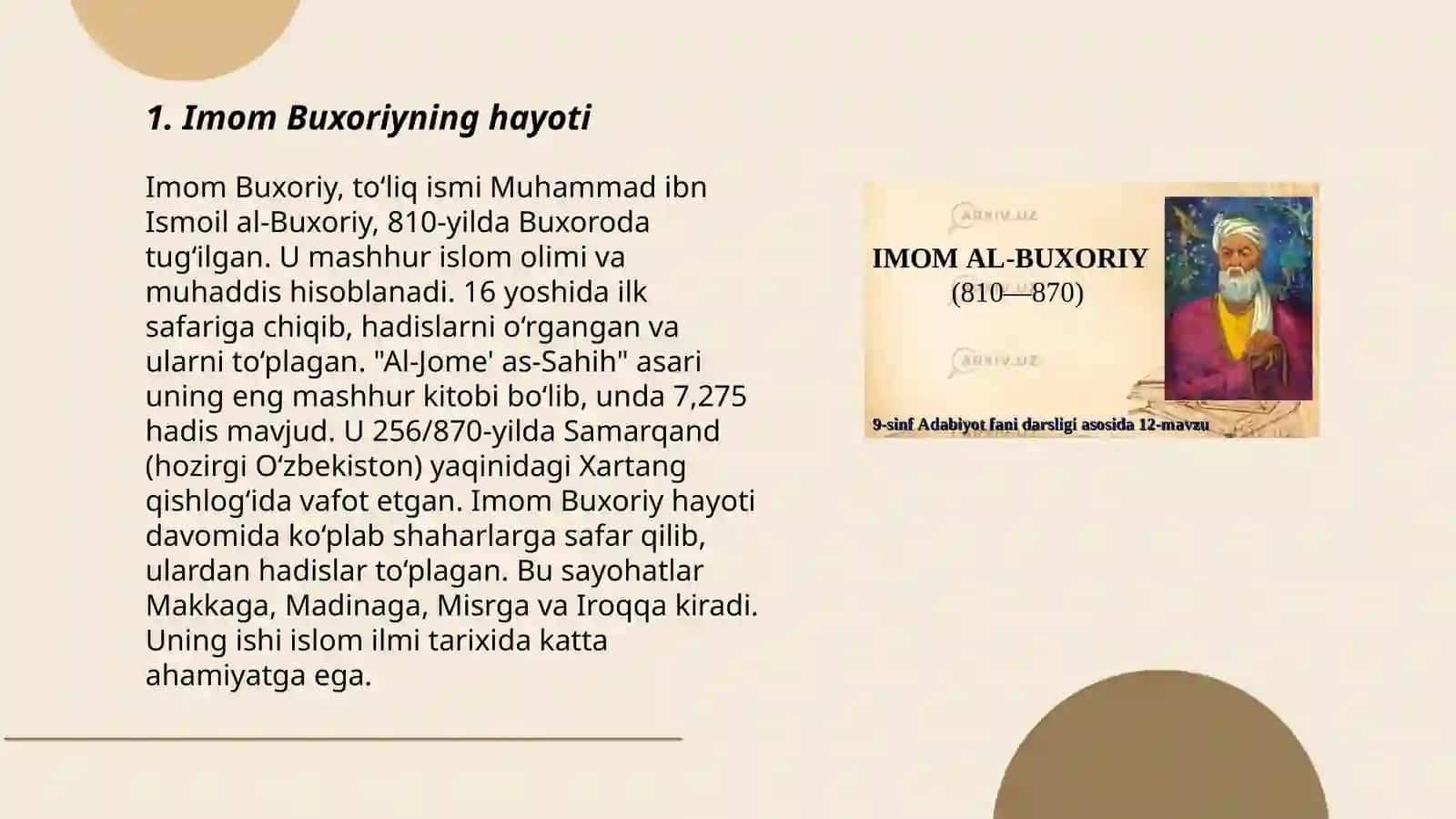 Imom Buxoriyning hayoti 3