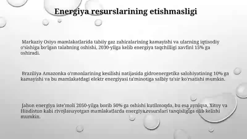 Tabiiy resurslardan foydalanishda kutiladigan muammolar va ularning yechimlari 3