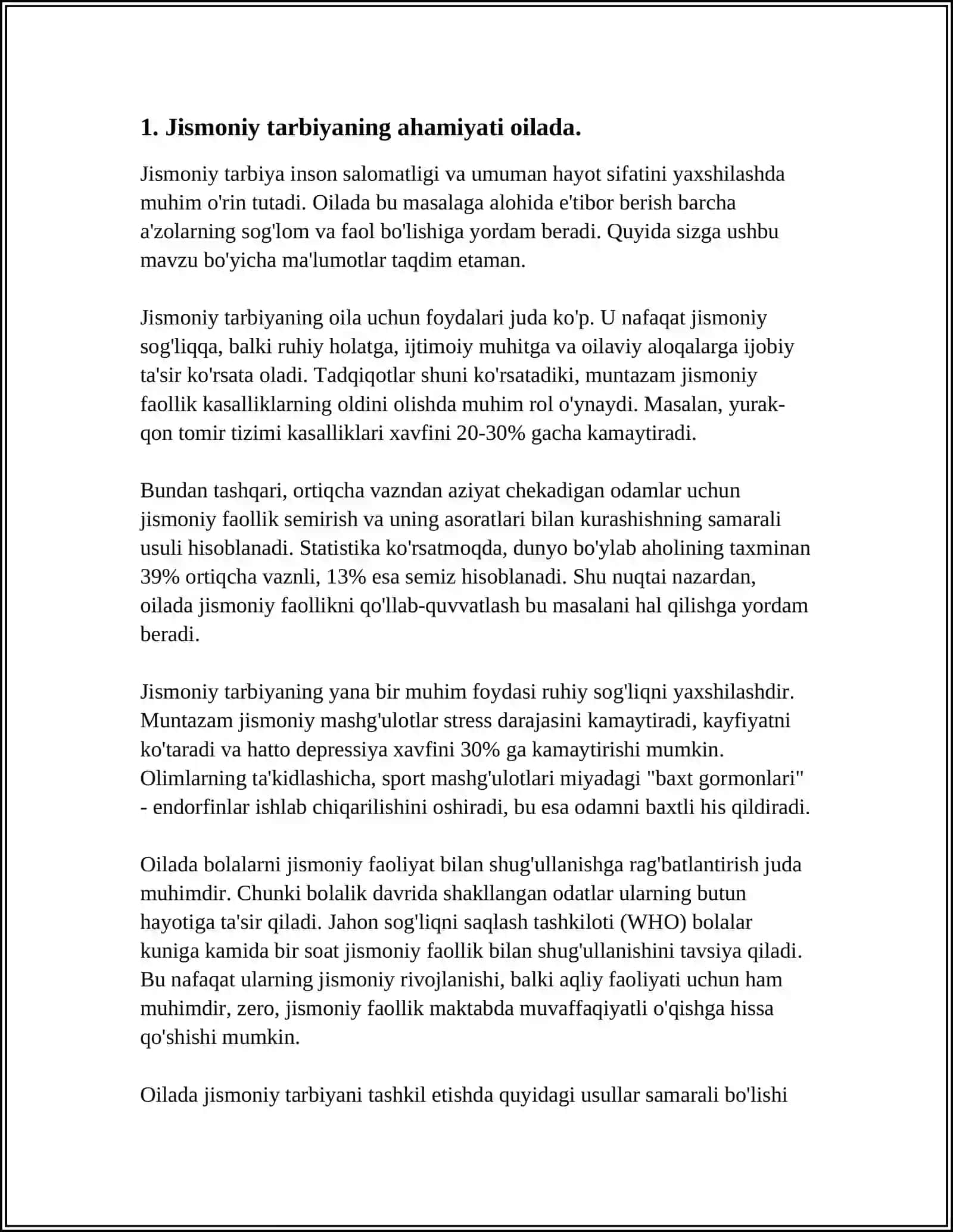 JISMONIY VA ESTETIK TARBIYA.OILA TARBIYASI ASOSLARI 3