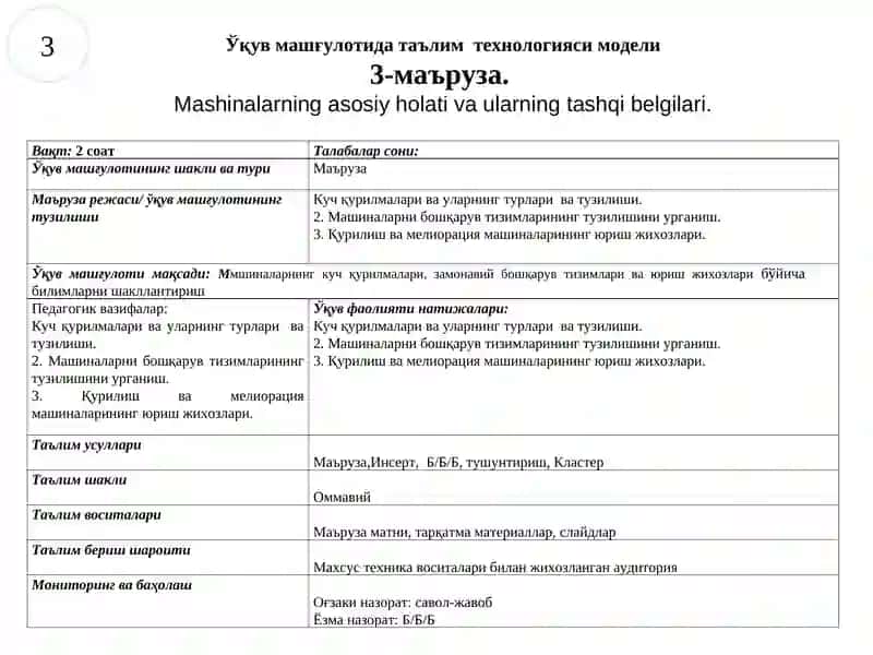 МАSHINALARNING ASOSIY HOLATLARI VA ULARNING TASHQI BELGILARI 3
