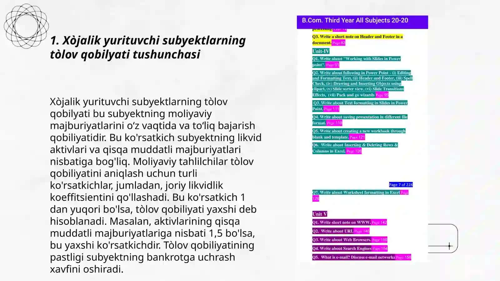 Xòjalik yuritivchi subyeklar tòlov qobilyati tahlili 3