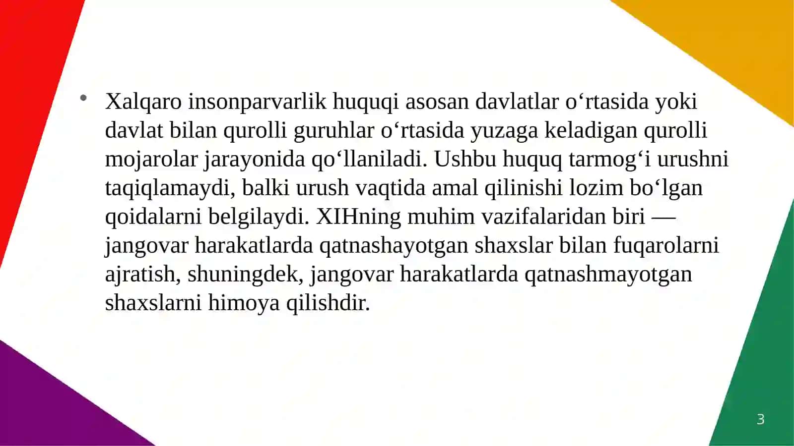 Kombatan va fuqaro shaxs  tushunchasi Harbiy obekt fuqaro obekt tushunchalari. Alohida himoya  qilinadigon obektlar 3