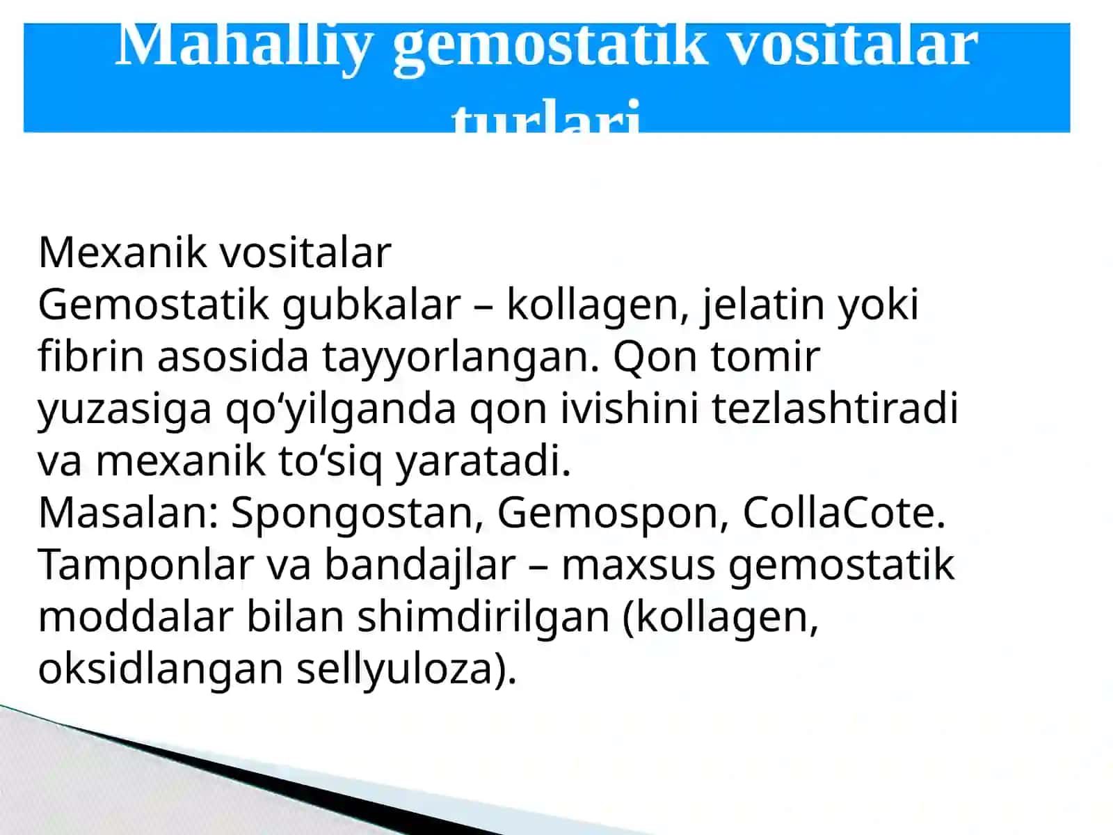 Mahalliy gemostaz uchun zamonaviy dori-vositalar 3