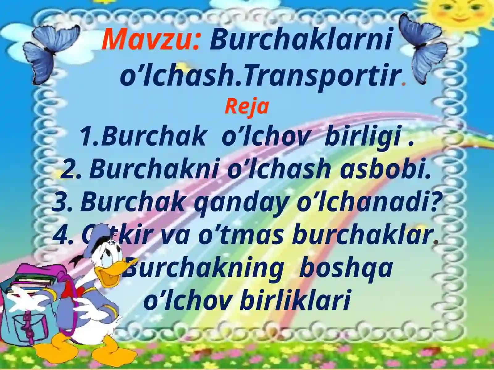5-sinf Matematika fanidan Burchakni o'lchash. Transportir mavzusida dars taqdimot 3