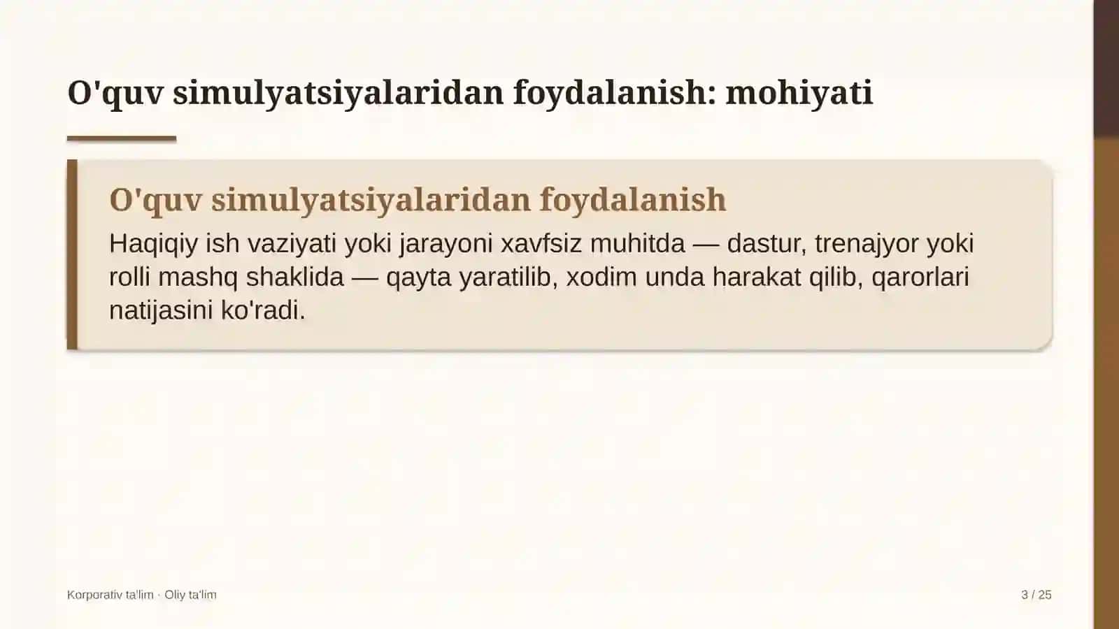 Elektron tijoratda o'quv simulyatsiyalaridan foydalanish 3