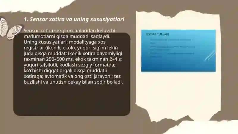 Sensor xotira va uning xususiyatlari 3