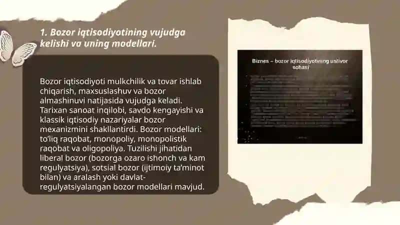 BOZOR IQTISODIYOTI. BOZOR VA UNING TUZULISHI 3