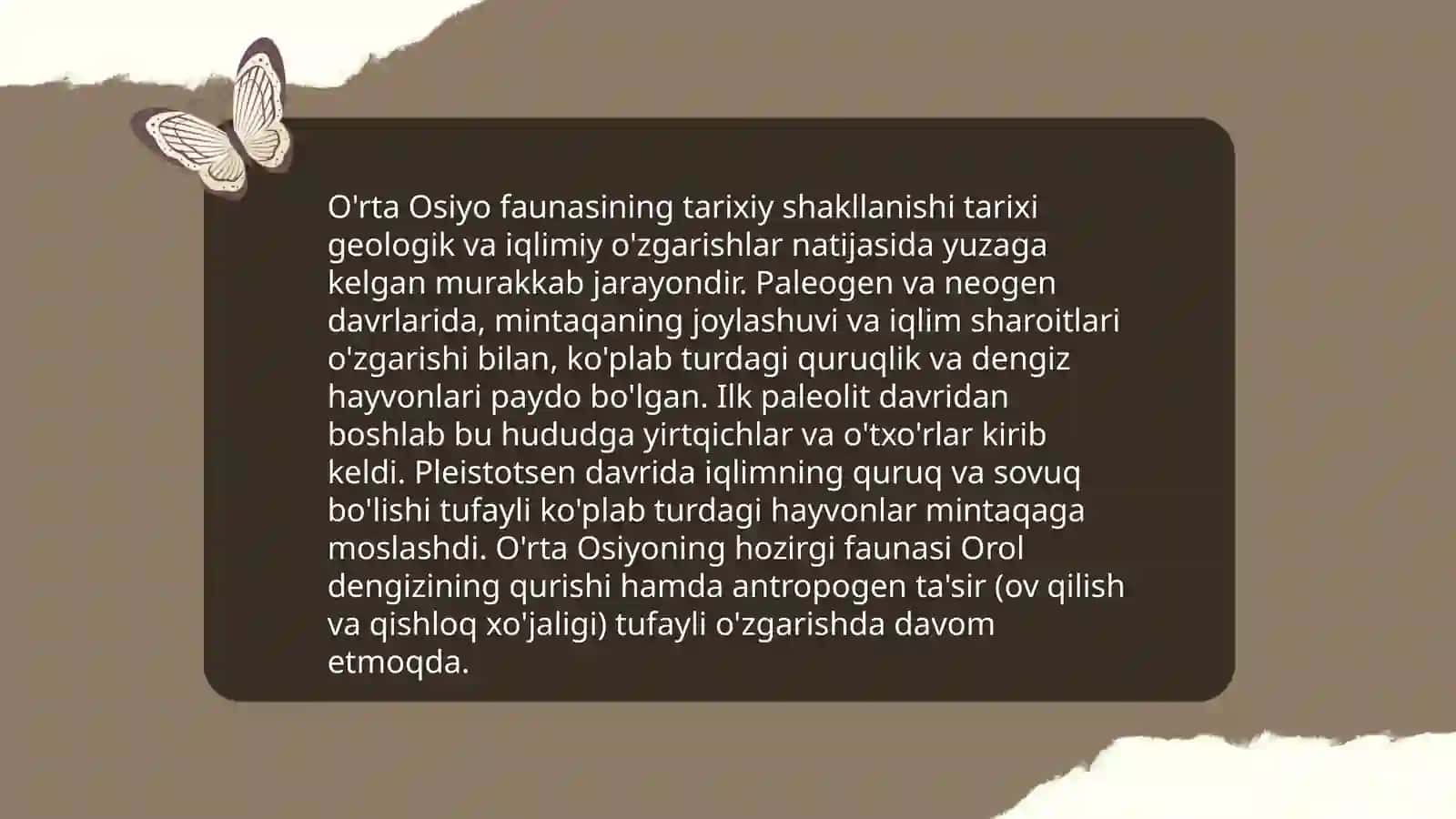 O'rta Osiyo faunasini shakllanishi, hayvonot dunyosini o'rganishda biogeografik dalillarning ahamiyati 3