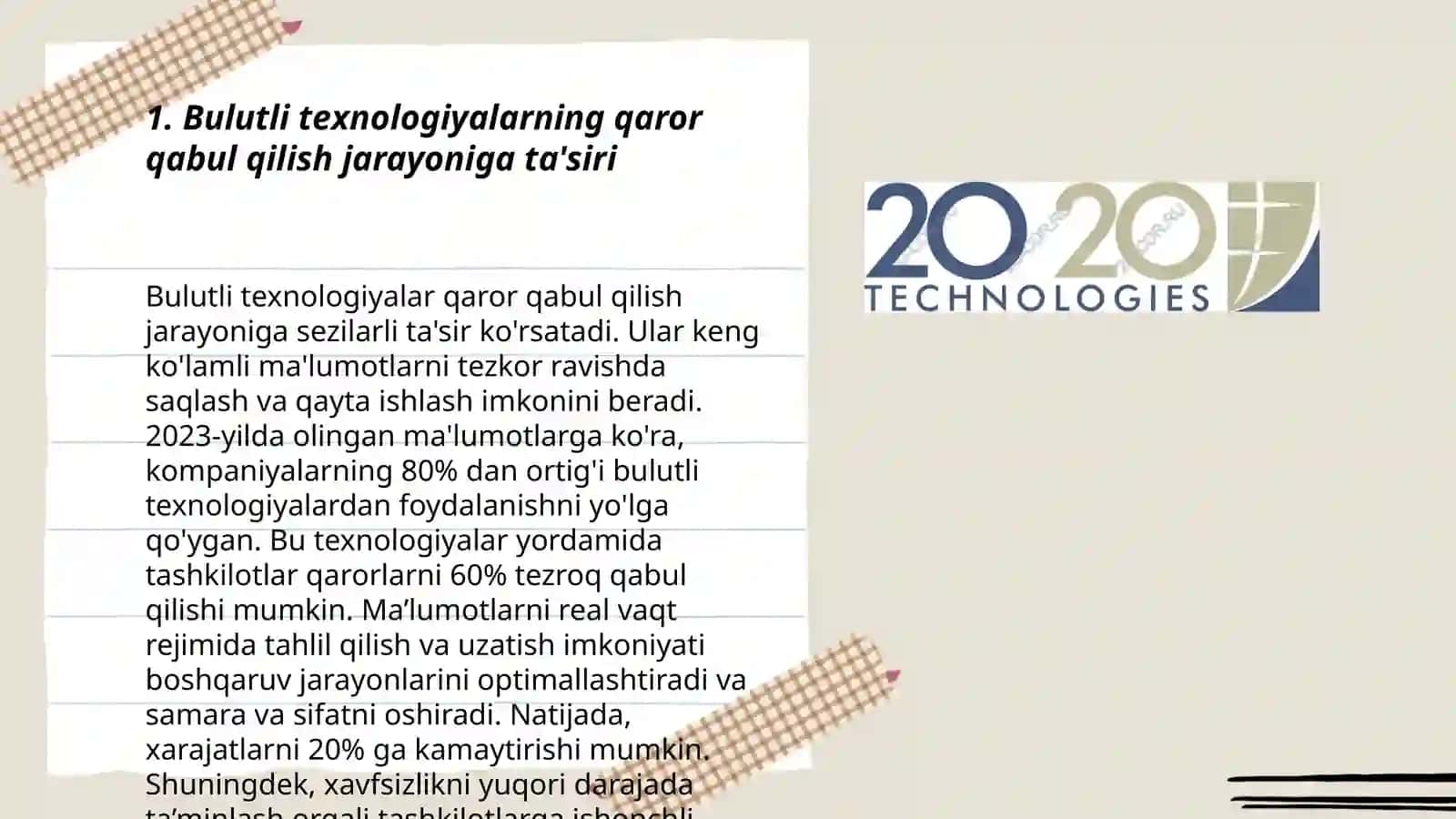 Qaror qabul qilishda bulutli texnologiyalarning o'rni 3