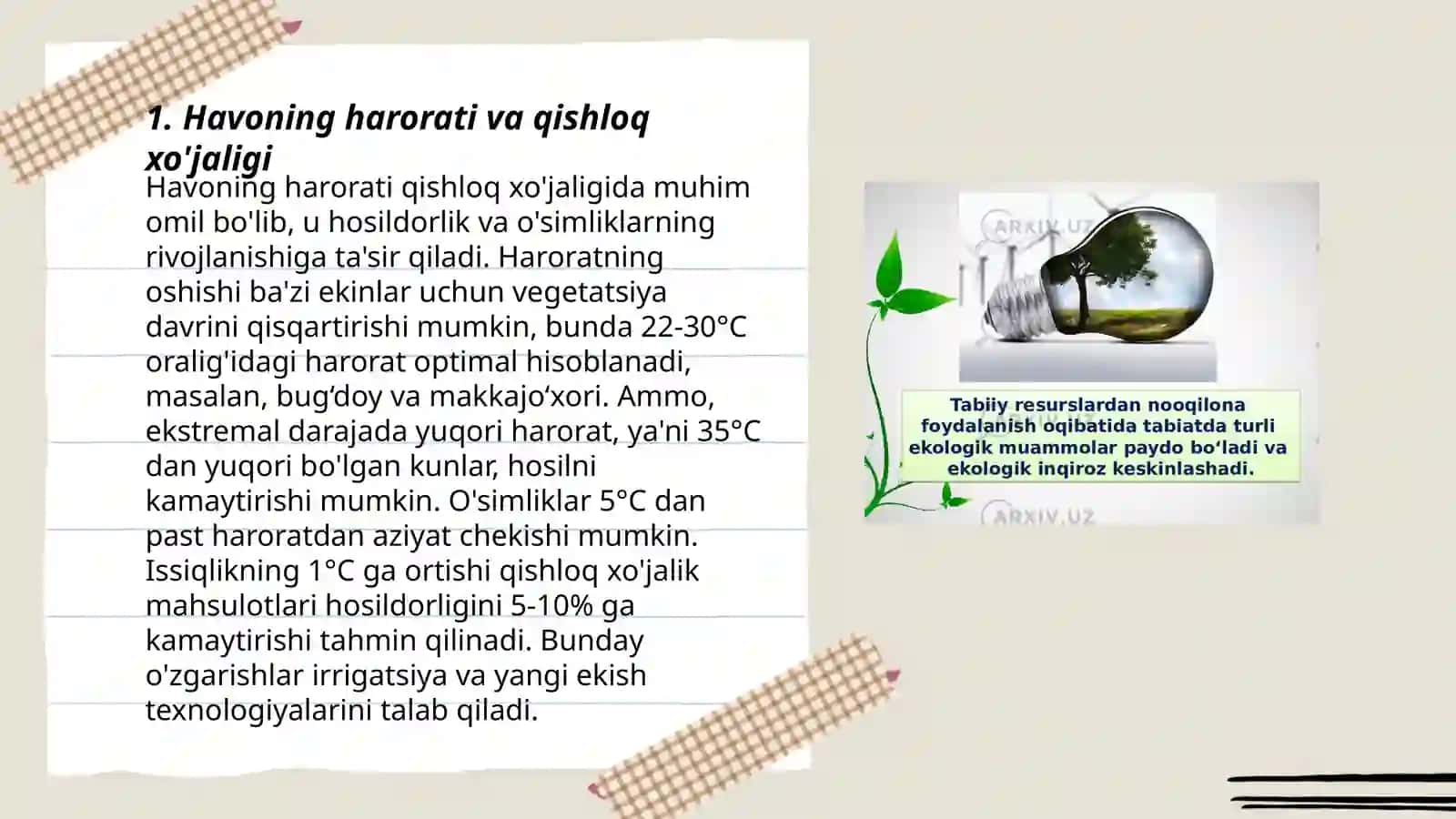 Butunjaxon meteorologik ma’lumotlari va prognozlaridan xalq xo’jaligida foydalanish 3