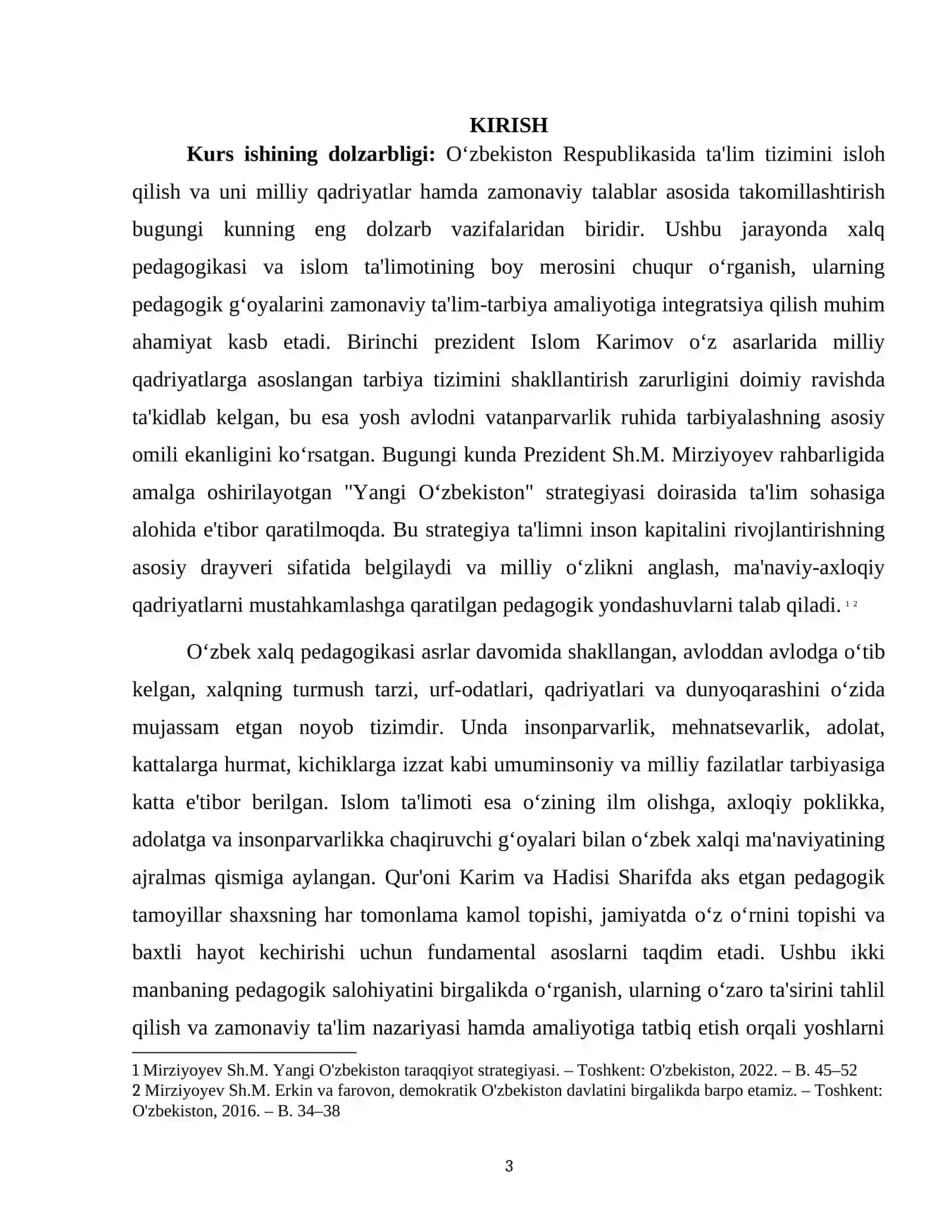 O'ZBEK XALQ PEDAGOGIKASI VA ISLOM TA'LIMOTIDAGI PEDAGOGIK G'OYALARNING NAZARIY ASOSLARI VA TARIXIY RIVOJLANISHI 3