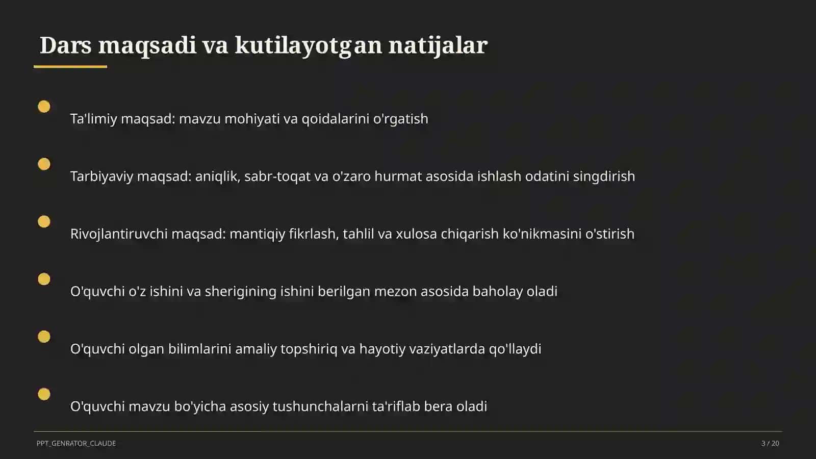 Dars rejasi 3