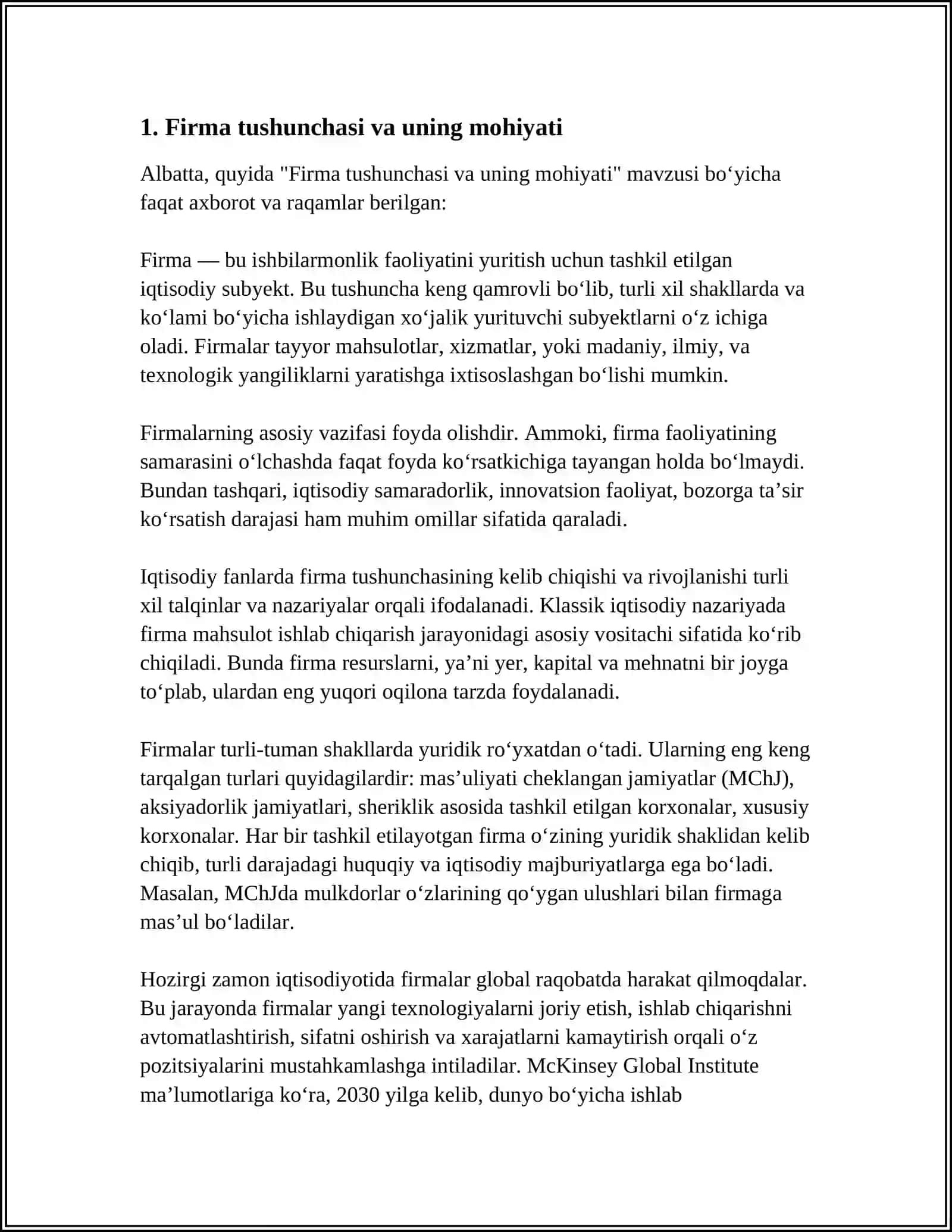 FIRMA VA ULARNING TASHKILIY-IQTISODIY ASOSLARI 3