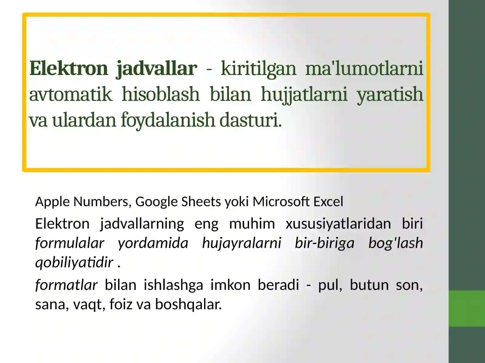 Excel dasturi rejasi 3