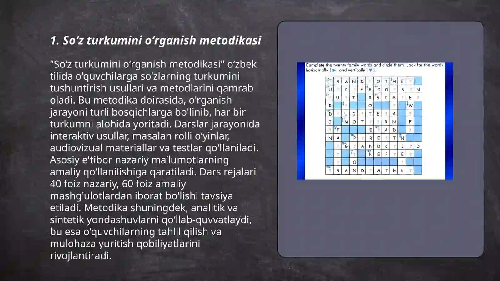 Soʻz turkumini oʻrganish metodikasi 3