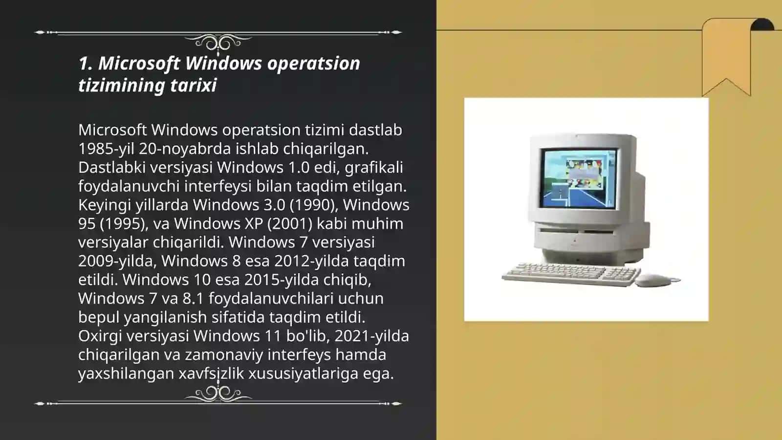 Microsoft Windows, Linux va Apple Macintosh operatsion tizimlari tavsifi 3