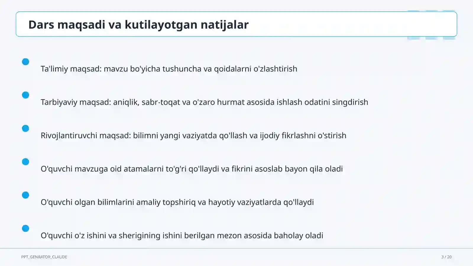 EMaktab sun'iy intellekt yordamchisi va dars konstruktori: o'qituvchi vaqtini tejash 3