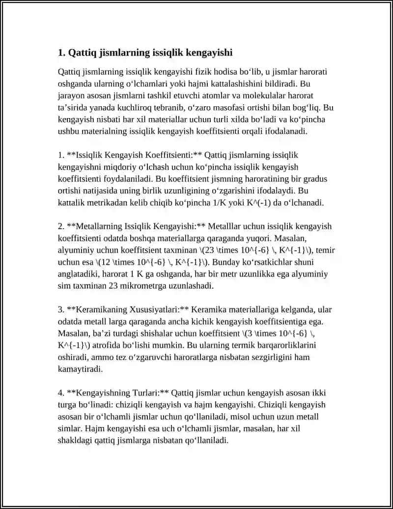 QATTIQ JISMLARNING CHIZIQLI KENGAYISH KOEFFITSENTINI ANIQLASH 3