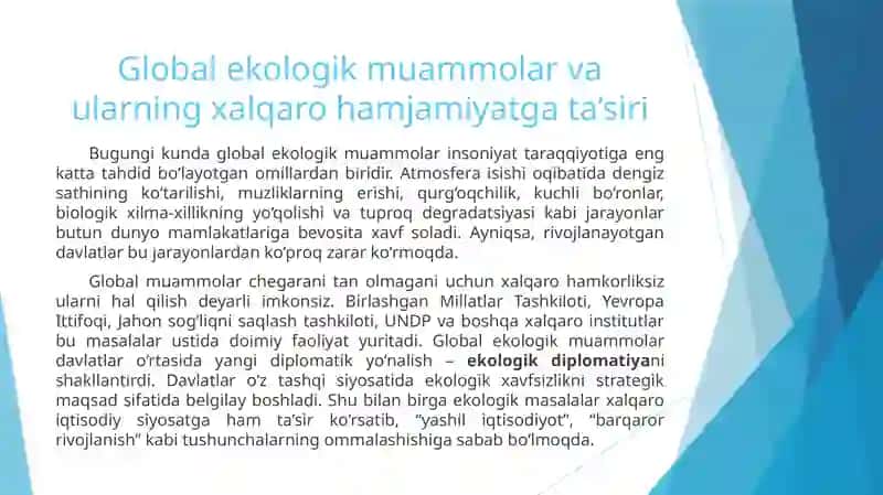 Ekologiya va halqaro munosabatlar 3
