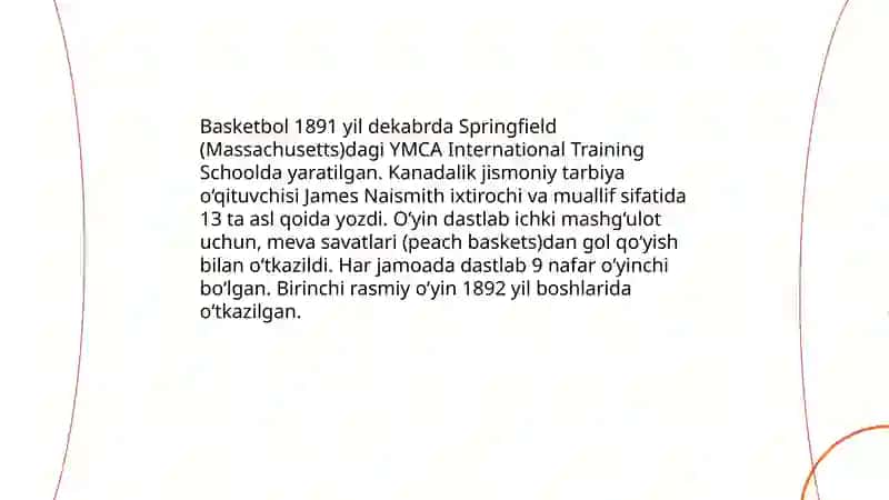Basketbol oʻyini kelib chiqishi va rivojlanish bosqichlari 3