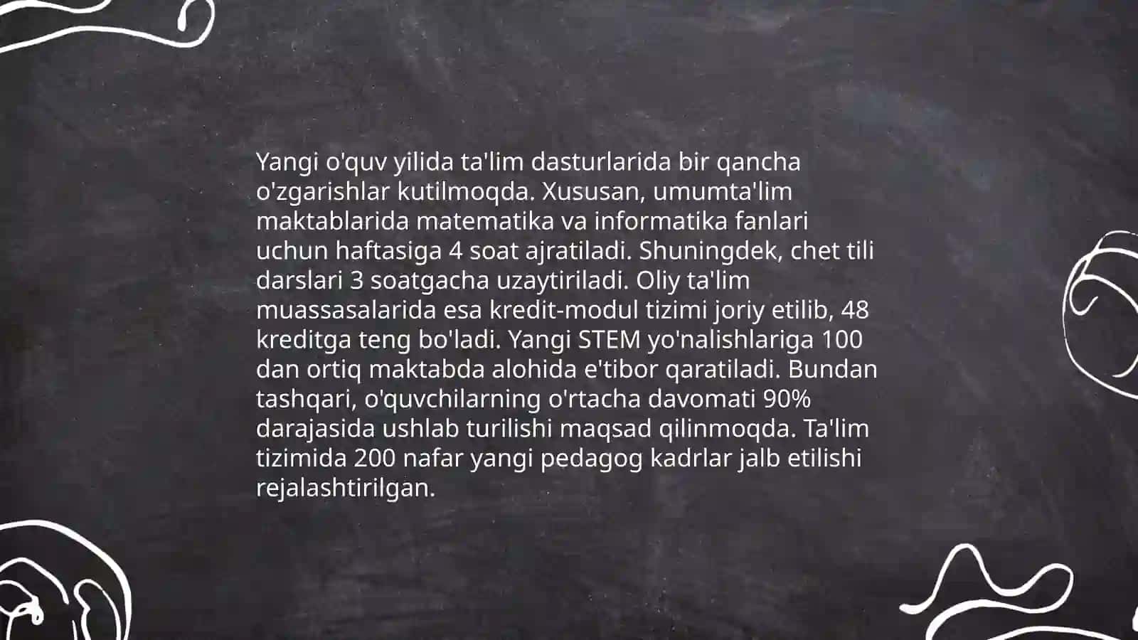 Yangi o'quv yilida ta'lim dasturlaridagi o'zgarishlar 3
