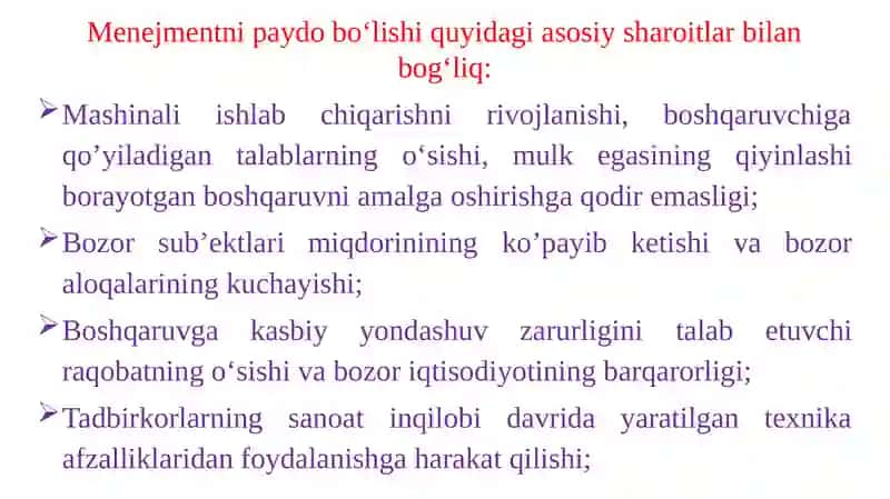 Menejment nazariyasining shakllanishi va rivojlanishi 3