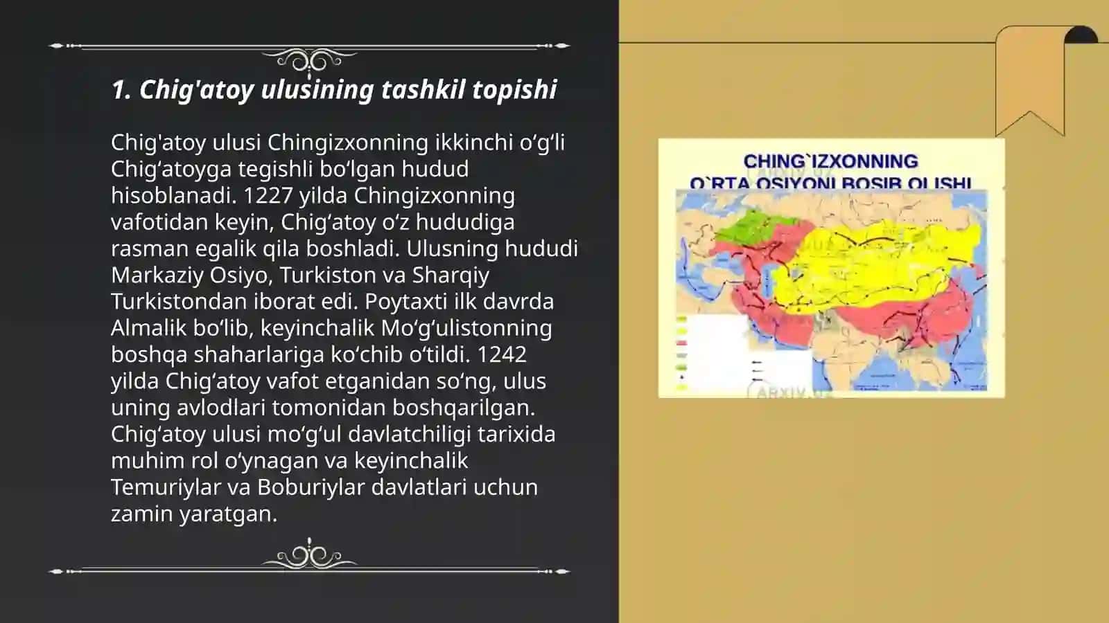 Mug'ullar xukumronligi chig'atoy ulusi davrida oʻrta osiyoning tarixiy geografiyaga 3